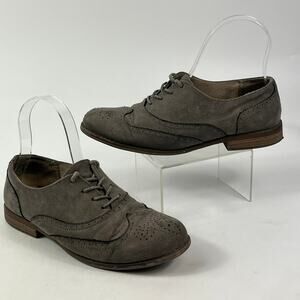 Womens 6.5 Snemmory Gray Suede Leather Oxford Wingtip Lace-Up Shoe Office Sonoma